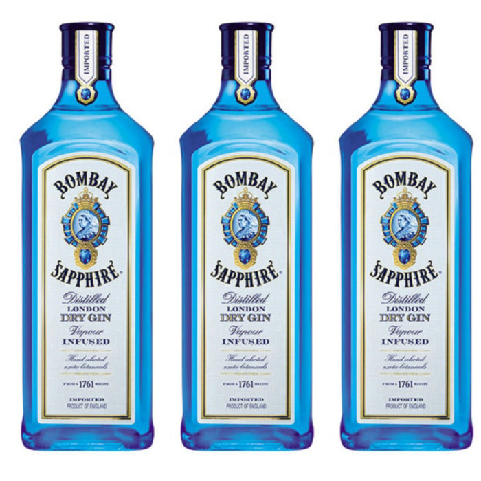 Bombay Sapphire 1000ml Gin 3 Bottle Bundle