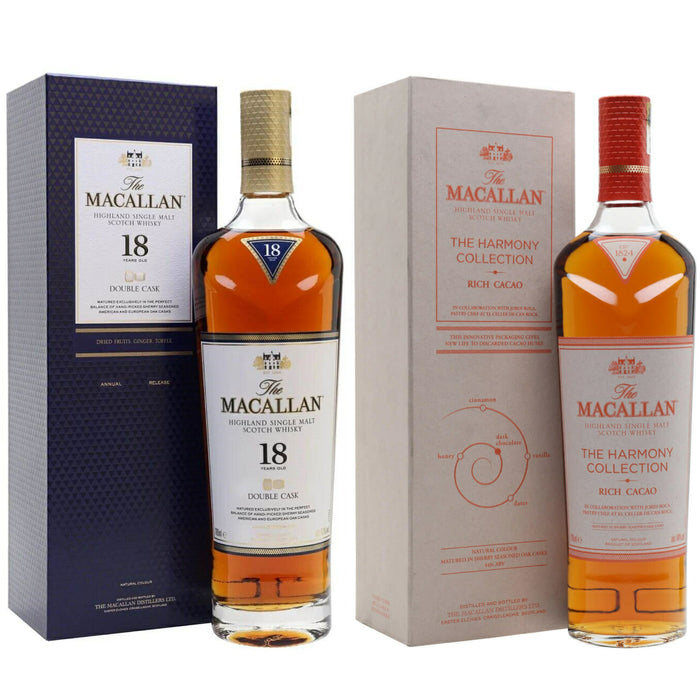 Macallan The Harmony Collection Rich Cacao + 18 Year Old Double Oak 2021 Release Bundle
